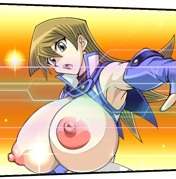 1girl blonde_hair breastless_clothes breasts breasts_out brown_eyes duel_academy_uniform_(yu-gi-oh!_gx) game_mod huge_breasts large_areolae large_nipples long_hair looking_at_viewer mod nipples nude_mod open_mouth rochestedorm tenjouin_asuka yu-gi-oh! yu-gi-oh!_duel_links yu-gi-oh!_gx