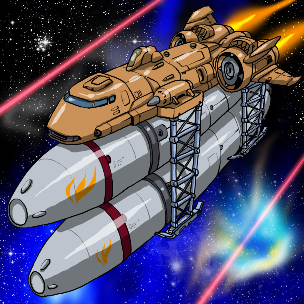 gradient_background gundam hirodango missile mobile_suit_gundam public_(gundam) space spacecraft