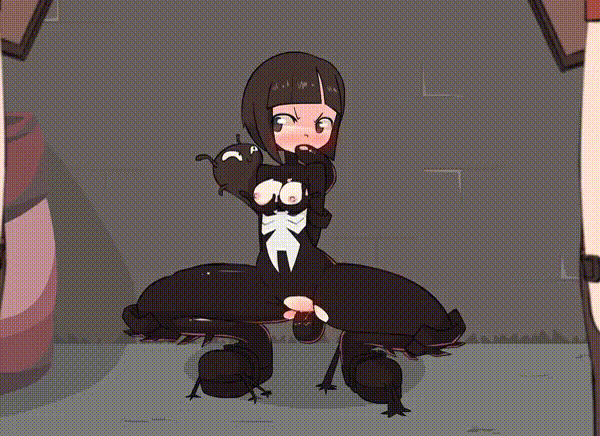 animated animated_gif annoyed arms_behind_back biosuit blush bodysuit brown_eyes brown_hair gif_artifacts living_clothes loli looping_animation marvel md5_mismatch nipples nude oral parasite sex short_hair smug spider-man_(series) spread_legs squatting symbiote tentacle_sex tentacles torn_clothes uncensored vaginal venom_(marvel) yeego