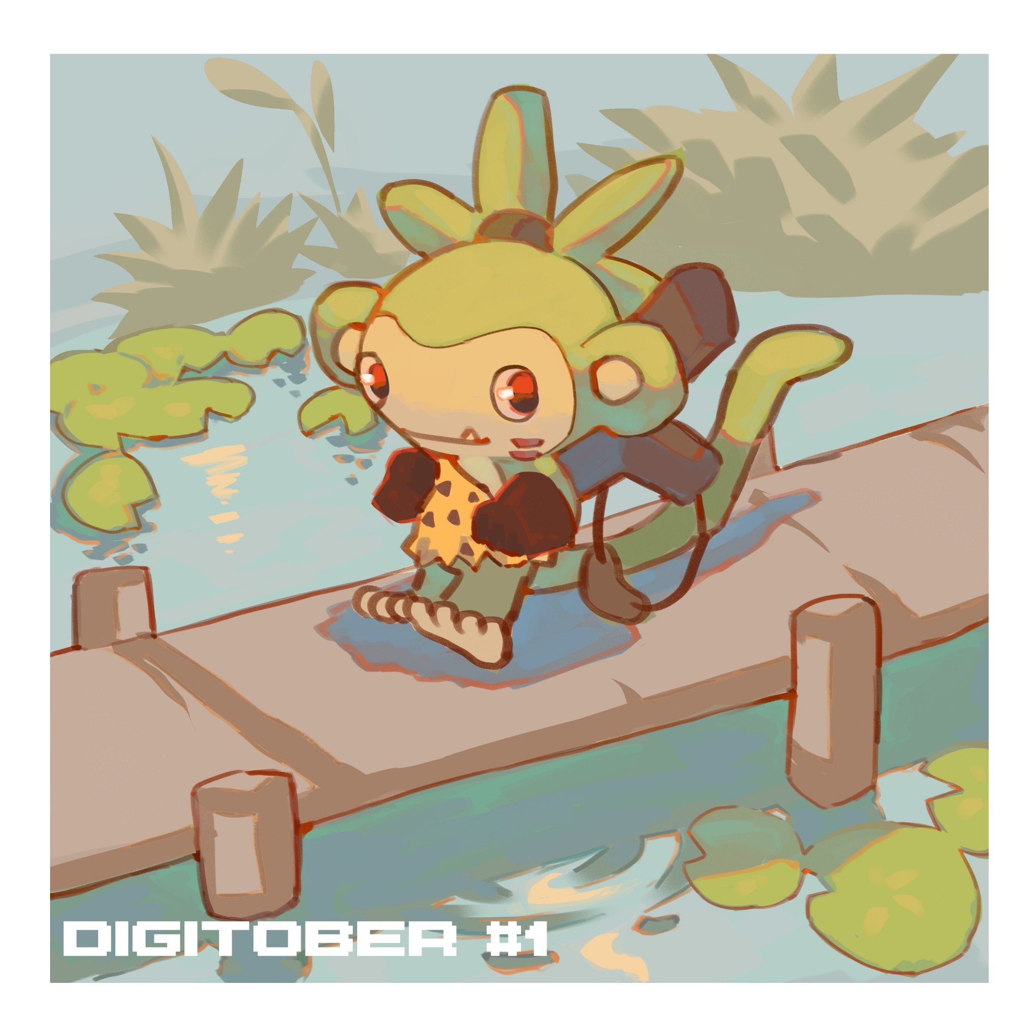 digimon digimon_(creature) fang highres koemon looking_at_viewer tail walking