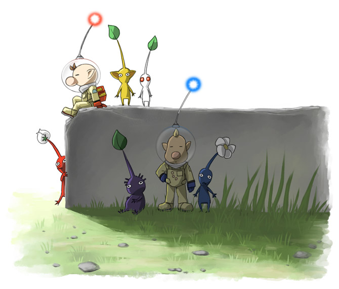 2boys backpack bag big_nose black_eyes blonde_hair blue_gloves blue_light blue_pikmin blue_skin brown_hair bud buttons cinder_block closed_eyes colored_skin commentary_request everyone flower from_side full_body gloves grass hand_on_own_hip head_tilt helmet knee_up leaf looking_at_viewer louie_(pikmin) multiple_boys naru_(wish_field) nintendo no_mouth olimar oversized_object patch pebble pikmin_(creature) pikmin_(series) pointy_ears pointy_nose purple_hair purple_pikmin purple_skin radio_antenna red_bag red_eyes red_gloves red_light red_pikmin red_skin shade short_hair sitting solid_circle_eyes space_helmet spacesuit straight-on triangle_mouth very_short_hair white_background white_flower white_pikmin white_skin yellow_pikmin yellow_skin