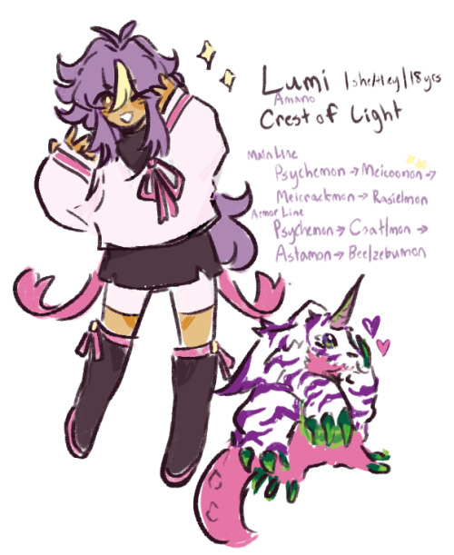 claws digimon digimon_(creature) heart horns looking_at_viewer psychemon ribbon
