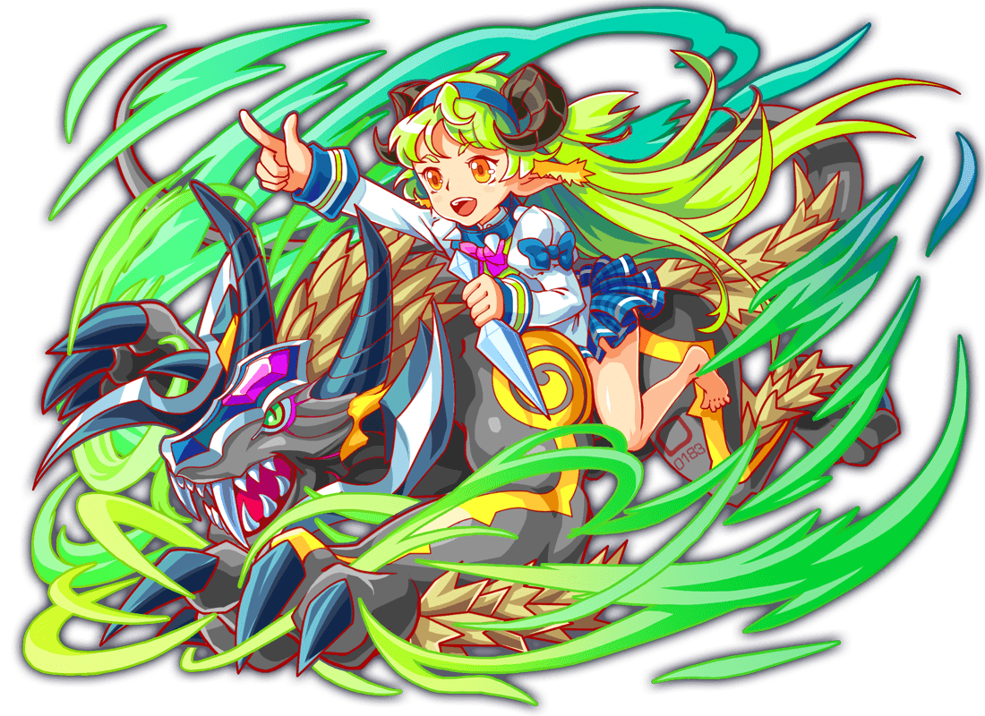 1girl alternate_costume anime_coloring artist_request behemoth_(crash_fever) black_horns blue_bow blue_collar blue_hairband blue_horns blue_nails blue_skirt blue_sleeve_cuffs bow collar collared_shirt colored_sclera crash_fever curled_horns fangs full_body game_cg gem green_hair green_outline green_sclera grey_fur grey_tail hairband holding holding_weapon horns juliet_sleeves long_hair long_sleeves microskirt number_tattoo numbered official_alternate_costume official_art open_mouth orange_eyes outline plaid_clothes plaid_skirt pleated_skirt pointing puffy_sleeves purple_gemstone red_outline riding running sheep_horns shirt skirt slit_pupils spiked_collar spikes square square_tattoo straight_hair tachi-e tattoo teeth third-party_source transparent_background very_long_hair weapon white_shirt white_sleeves wing_collar yellow_fur