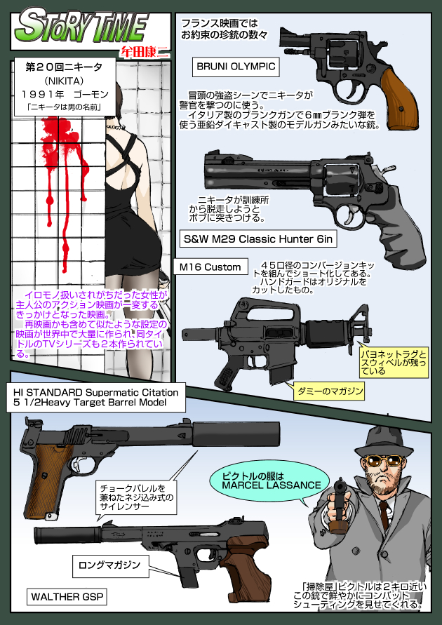 1boy 1girl armi_jager armi_jager_ap-15 ass assault_rifle beard black_dress black_hair blank_fire_only_gun blood bruni_guns bruni_olympic_5 carbine coat colt&#039;s_manufacturing_company desert_eagle desert_eagle_mk_i dress english_text facial_hair gem gun handgun hat high_standard_manufacturing_company high_standard_supermatic_citation israel_military_industries israel_weapon_industries japanese_text jewelry la_femme_nikita m16 magnum_research mustache muta_koji necklace nikita_(la_femme_nikita) pearl_(gemstone) pearl_necklace pistol pistol-carbine revolver rifle s&amp;w_model_29 short-barreled_rifle short_hair smith_&amp;_wesson snubnosed_revolver story_time_(muta_koji) sunglasses suppressor suppressor_focus suppressor_name suppressor_profile target_pistol translation_request victor_the_cleaner walther walther_gsp weapon weapon_focus weapon_name weapon_profile