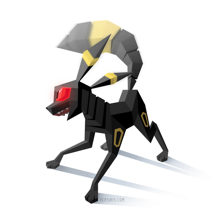 commentary creature english_commentary full_body gen_2_pokemon nintendo no_humans pokemon pokemon_(creature) shadow solo umbreon versiris watermark web_address