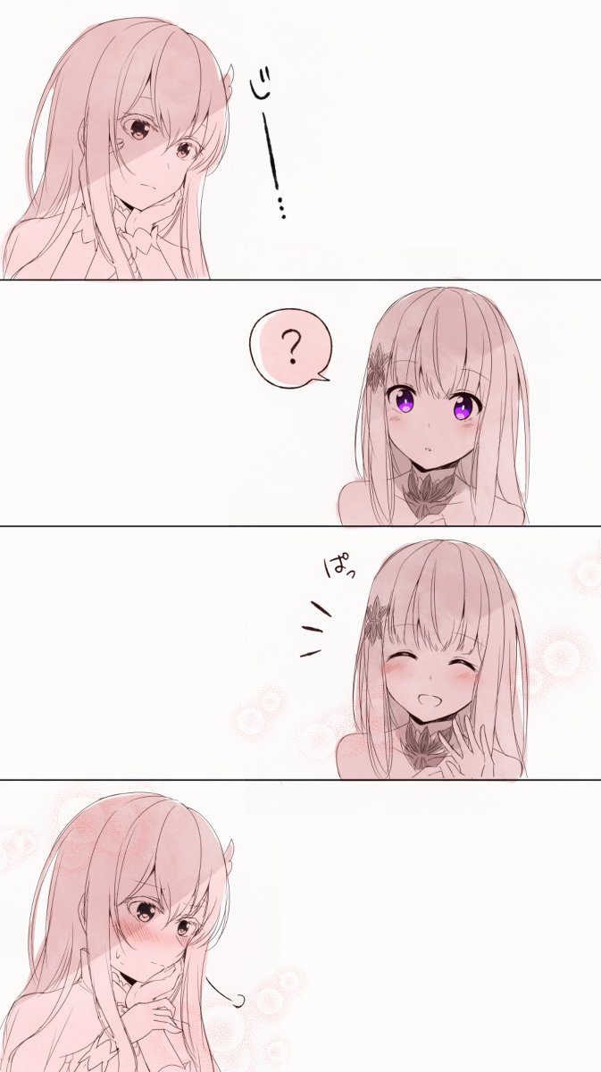 blush echidna_(re:zero) elf highres nemu_mohu pointy_ears re:zero_kara_hajimeru_isekai_seikatsu satella_(re:zero) yuri