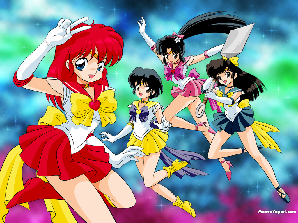 1boy 3girls bishoujo_senshi_sailor_moon black_hair blue_bow blue_eyes blue_footwear blue_sailor_collar blue_skirt boots bow brown_eyes cosplay crossdressing crossover genderswap genderswap_(mtf) hair_ornament hair_ribbon happy heart high_heel_boots high_heels knee_boots konatsu_(ranma) kuonji_ukyou long_hair looking_at_viewer magical_girl manon_yapari multiple_girls open_mouth pink_ribbon pink_shoes pink_skirt purple_bow ranma-chan ranma_1/2 red_footwear red_hair red_skirt ribbon sailor_collar sailor_senshi sailor_senshi_(cosplay) saotome_ranma shirt shoes short_hair skirt smile tendou_akane trap unofficial_sailor_senshi_uniform watermark web_address yellow_boots yellow_bow yellow_skirt
