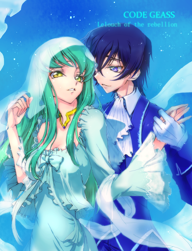 c.c. c_(rahit) code_geass dress gloves green_hair lelouch_vi_britannia rahit yellow_eyes