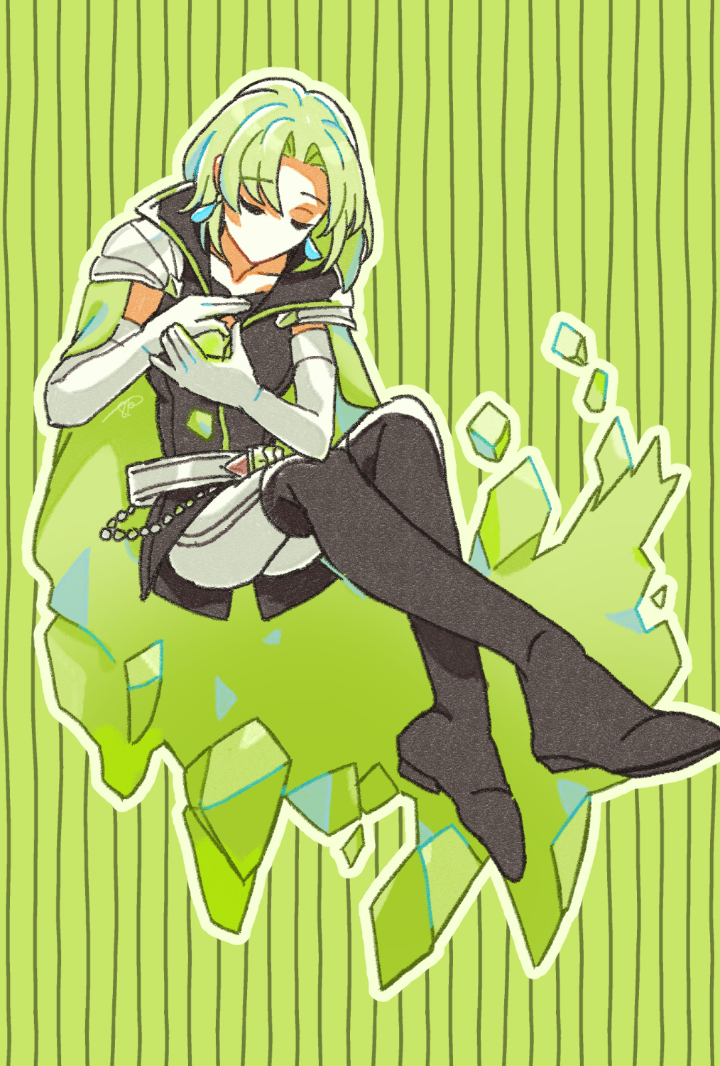 1girl batoson54 blonde_hair boots breasts cape closed_eyes earrings fire_emblem fire_emblem:_the_sacred_stones gloves green_cape highres jewelry long_hair nintendo selena_(fire_emblem:_the_sacred_stones) solo thigh_boots white_gloves