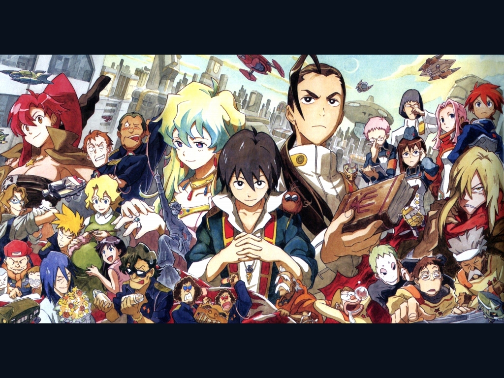 00s 6+boys 6+girls aged_up ailac_coega attenborough_cortitch barinbo black_hair boota_(ttgl) cybela_kuto darry_adai dayakka everyone gabal_docker gimmy_adai guinble jogan kamina_(ttgl) kidd_coega kinon_bachika kittan_bachika kiyal_bachika kiyoh_bachika leeron_littner leite_jokin makken multiple_boys multiple_girls nia_teppelin official_art official_wallpaper old_coco oversized_limbs red_hair rossiu_adai shinagawa_hiroki simon_(ttgl) tengen_toppa_gurren_lagann tetsukan viral_(ttgl) yoko_littner zoushi_kanai