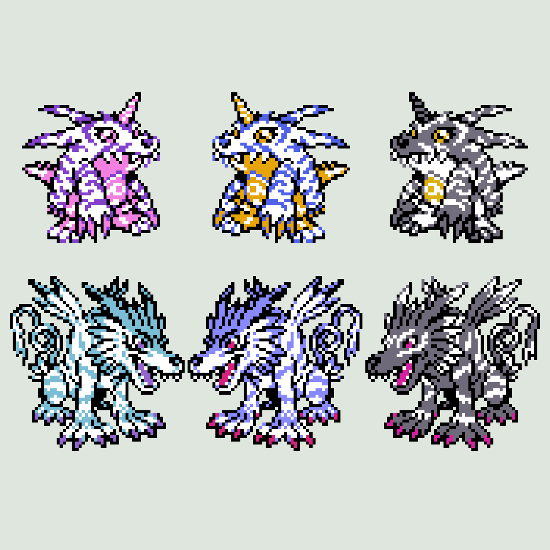 claws digimon digimon_(creature) gabumon gabumon_(black) garurumon garurumon_(black) gururumon horns psychemon sharp_teeth tail teeth