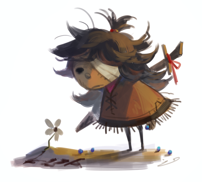 1girl bandage_over_one_eye buddy_(lisa) buddy_(lisa_the_painful) commentary female_focus flower full_body koto_inari lisa:_the_joyful lisa_(series) lisa_the_joyful lisa_the_painful long_hair poncho solo spoilers sword sword_on_back weapon weapon_on_back