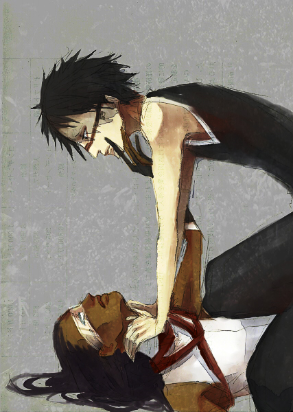 2boys 7_veil bleach dark_skin hisagi_shuuhei male_focus multiple_boys tears tousen_kaname yaoi