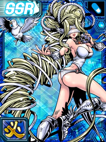 1girl ass bikini blonde_hair breasts butt_crack cleavage digimon digimon_(creature) digimon_collectors female_focus hotan_(digimon) large_breasts long_hair o-ring o-ring_bikini official_art olive_(digimon) solo venusmon