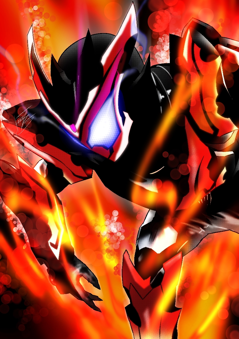 1boy armor aura bitter_gavv black_armor black_bodysuit bodysuit commentary_request compound_eyes glowing glowing_eyes greaves helmet henshin_pose kamen_rider kamen_rider_bitter_gavv kamen_rider_bitter_gavv_(sparkingummy_form) kamen_rider_gavv_(series) kouta_decade leaning_forward male_focus multicolored_armor multicolored_bodysuit red_armor signature solo tokusatsu white_bodysuit