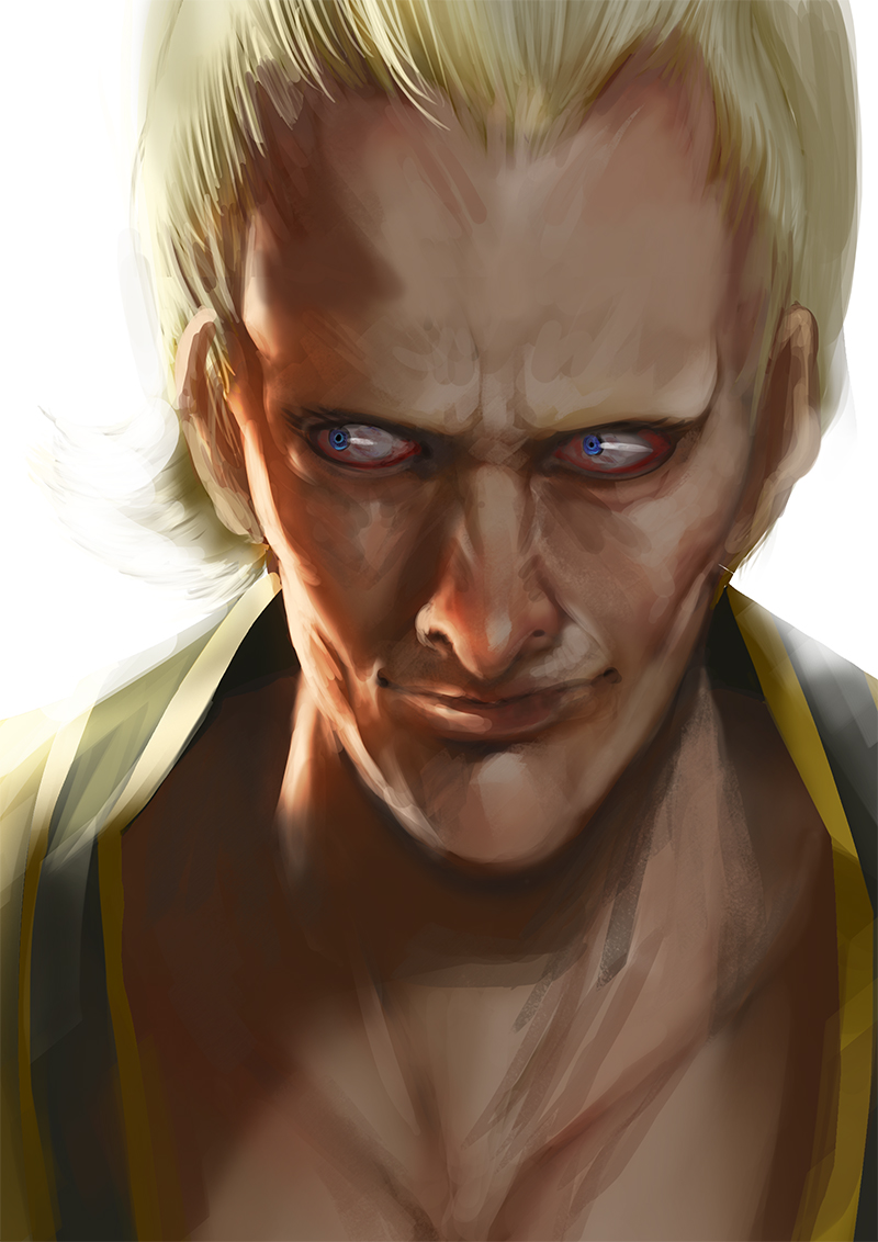 1boy atorot blonde_hair blue_eyes gundam hair_slicked_back male_focus portrait solo white_background yazan_gable zeta_gundam