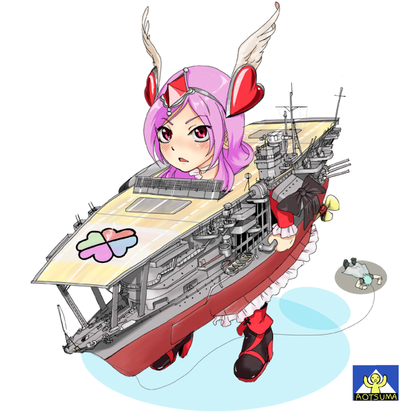 00s aircraft_carrier akagi_(aircraft_carrier) amon_(mulciber) aoshima_bunka_kyouzai blush clover cure_passion flight_deck four-leaf_clover fresh_precure! gun hair_ornament head_wings heart higashi_setsuna imperial_japanese_navy jewelry logo long_hair magical_girl mecha_musume military military_vehicle nishi_hayato paravane personification pink_eyes pink_hair precure ribbon ship sign warship watercraft weapon wester wester_(fresh_precure!) wings world_war_ii