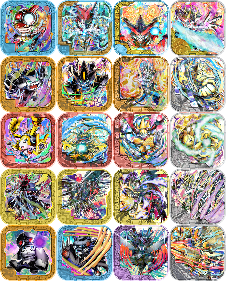 appmon aura blade digimon dogatchmon dokamon dosukomon energy energy_sword entermon gaiamon_(appmon) gatchmon globemon hackmon_(appmon) hadesmon logamon magnifying_glass mediamon musimon no_humans official_art offmon open_mouth oujamon ouranosmon poseidomon raidramon rebootmon revivemon sharp_teeth shutmon sword teeth third-party_edit weapon