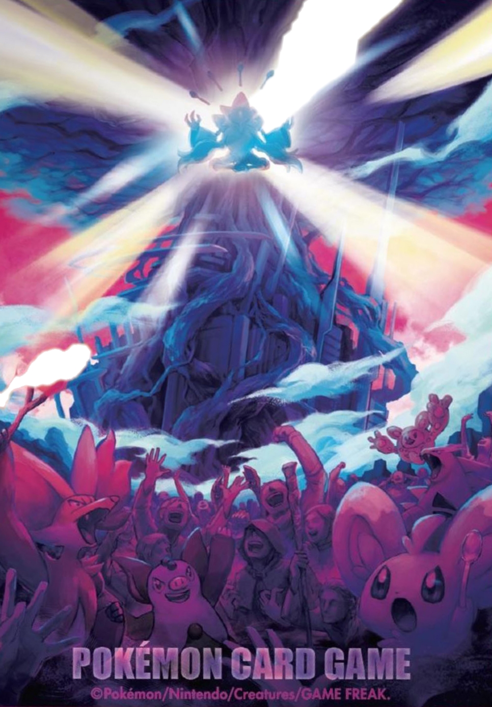 alakazam arm_up artist_request cloud copyright_name copyright_notice delphox fangs floating gen_1_pokemon gen_2_pokemon gen_3_pokemon gen_5_pokemon gen_6_pokemon glowing grumpig highres holding holding_spoon holding_staff holding_stick limited_palette mega_alakazam mega_pokemon minccino nintendo official_art open_mouth plant_roots pokemon pokemon_(creature) pokemon_tcg reuniclus spoon staff stick telekinesis third-party_source tyranitar