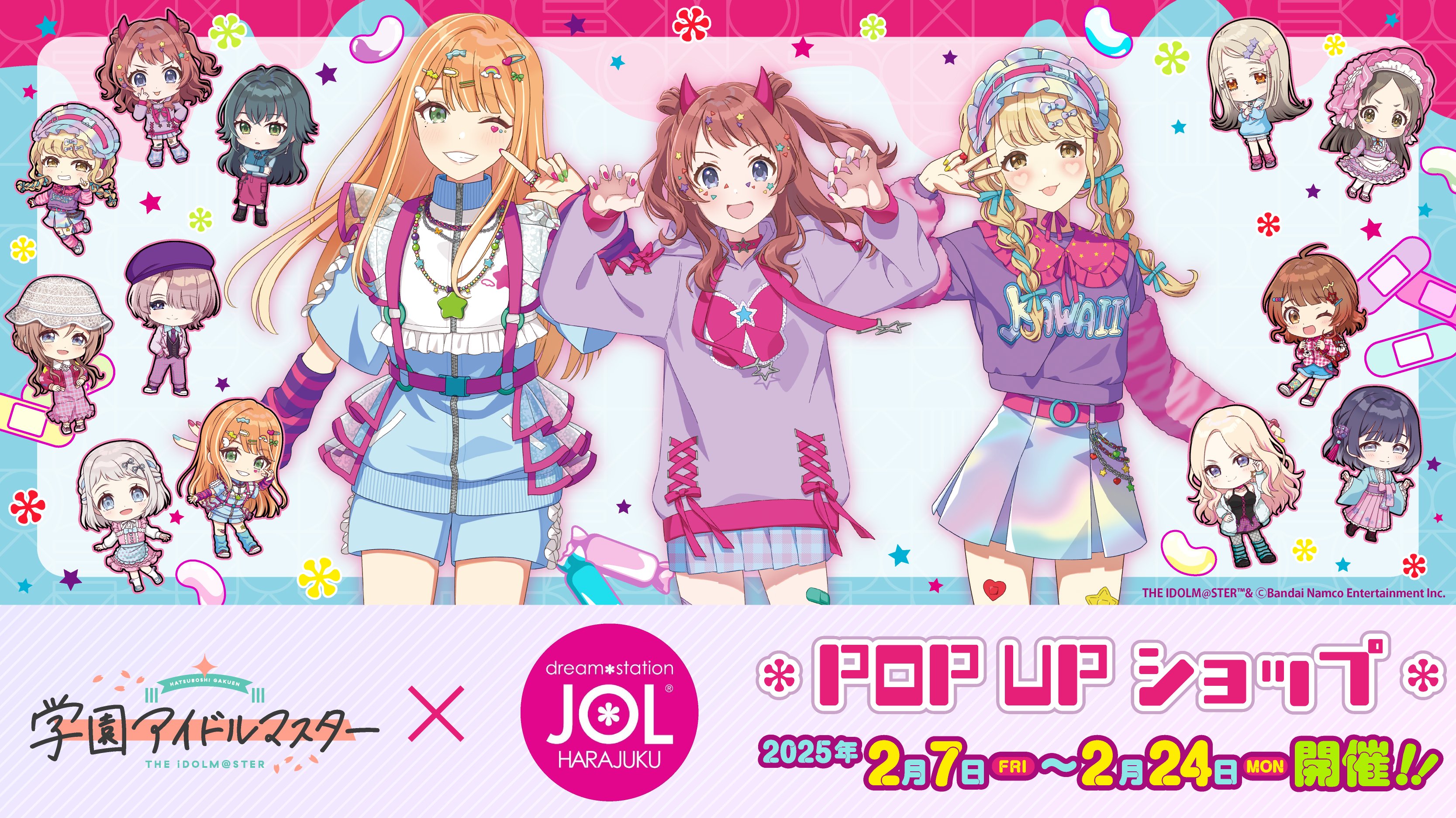 arimura_mao bandaid belt blonde_hair blue_eyes braid brown_hair chibi claw_pose english_text fujita_kotone gakuen_idolmaster green_eyes green_hair grin hair_ornament hanami_saki hanami_ume hat hataya_misuzu headdress heart himesaki_rinami horns idolmaster japanese_text jewelry juo_sena katsuragi_lilja kuramoto_china low_twin_braids multicolored_hair nail_polish necklace official_art one_eye_closed orange_eyes orange_hair pants promotional_art rainbow red_hair ring shinosawa_hiro shiun_sumika skirt smile tongue tongue_out tsukimura_temari turtleneck twin_braids twintails zipper