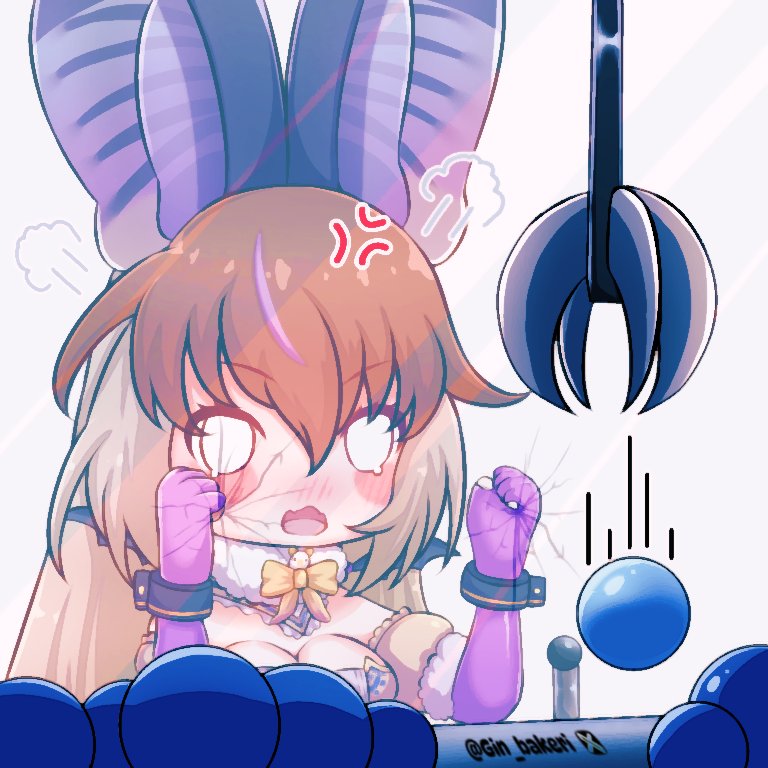 animal_ears bat_ears bat_girl bat_wings brown_hair brown_long-eared_bat_(kemono_friends) crane_game elbow_gloves extra_ears fingerless_gloves gin_bakery gloves grey_hair kemono_friends kemono_friends_v_project leotard long_hair microphone multicolored_hair streaked_hair upper_body virtual_youtuber wings
