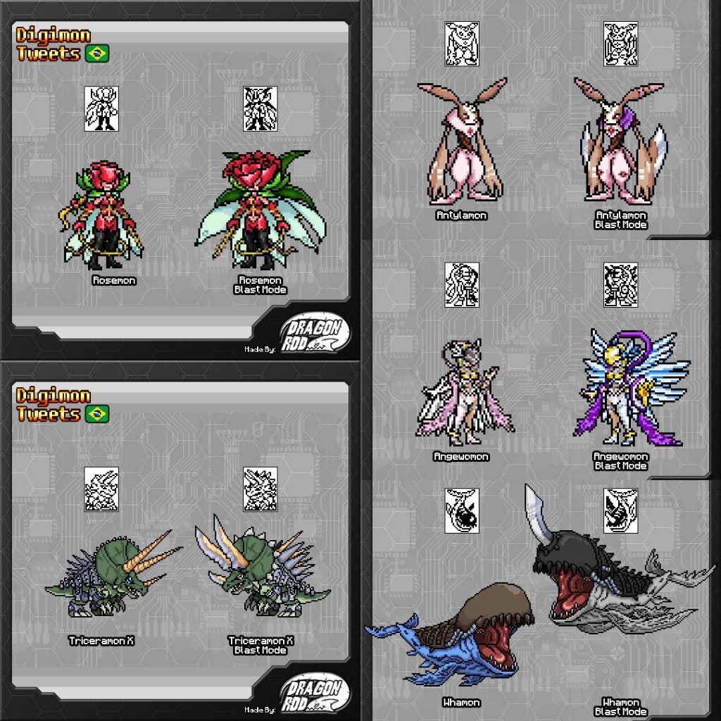 andiramon andiramon_blast_mode angel angel_girl angewomon angewomon_blast_mode armor cape digimon horns long_hair official_art original rabbit rosemon rosemon_blast_mode spikes thorns triceramon triceramon_x-antibody triceramon_x-antibody_blast_mode triceratops whale whamon whamon_blast_mode