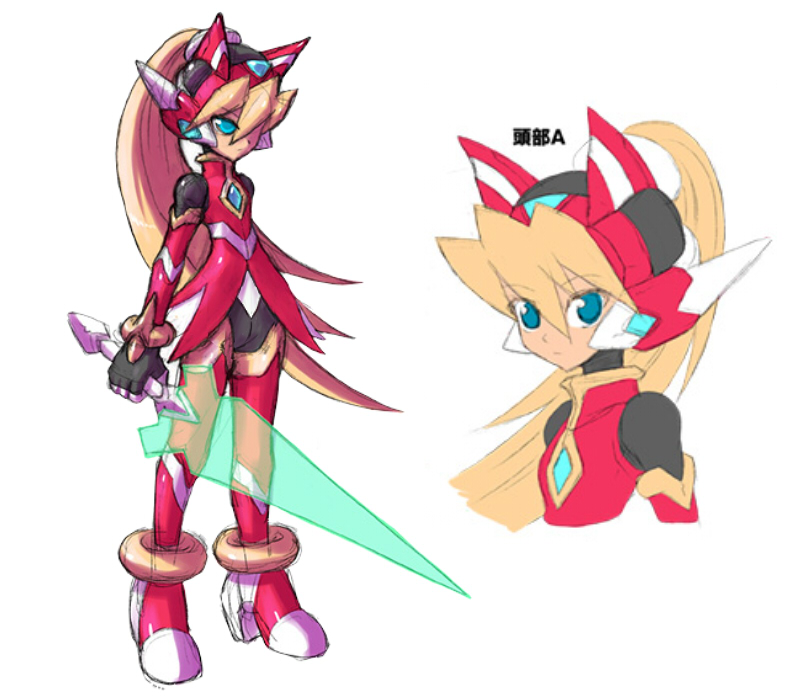 alternate_costume android animal_ears blonde_hair blue_eyes capcom ciel_(mega_man) clone go! helmet mega_man_(series) mega_man_zero_(series) ponytail