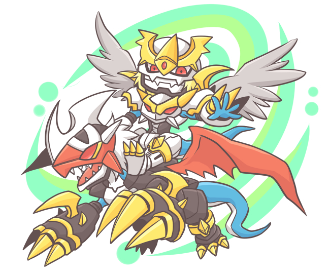 digimon digimon_(creature) dragon imperialdramon imperialdramon_dragon_mode imperialdramon_paladin_mode looking_at_viewer sharp_teeth teeth wings
