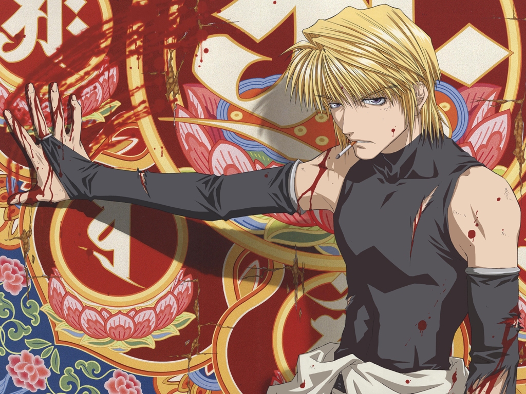 1boy blonde_hair blood cigarette genjyo_sanzo male_focus saiyuki smoking solo tagme