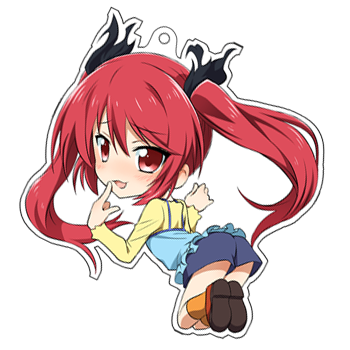 1girl blue_dress blue_shorts blush brown_footwear casual chibi commentary_request cthugha_(nyaruko-san) dress finger_to_mouth floating_hair from_behind full_body haiyore!_nyaruko-san index_finger_raised kneeling long_hair looking_at_viewer looking_back lowres open_mouth red_eyes red_hair shirt shoe_soles short_dress shorts simple_background sleeveless sleeveless_dress smile solo transparent_background twintails yellow_shirt yuto_(dialique)