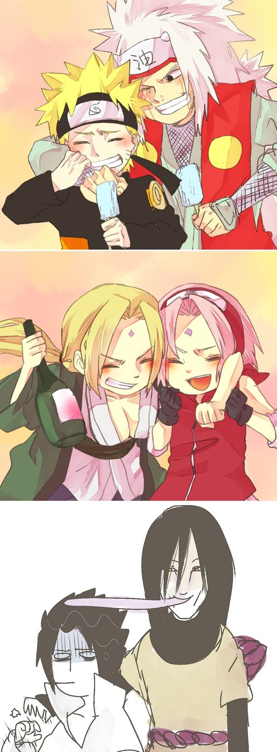 ^_^ alcohol arm_around_another&#039;s_shoulder black_hair blonde_hair blush breasts closed_eyes curled_fingers disgust drunk eyeliner facial_mark food forehead_jewel forehead_protector gloves grin hair_tied_back haruno_sakura highres hokage jacket japanese_clothes jiraiya_(naruto) kimono large_breasts layered_sleeves licking_another&#039;s_head liquor_bottle long_hair long_sleeves long_tongue makeup multicolored_jacket multiple_boys multiple_girls naruto_(series) naruto_shippuuden one_eye_closed orochimaru_(naruto) pink_hair popsicle red_top rope_belt short_over_long_sleeves short_sleeves sleeveless smile spiked_hair teacher_and_student team_7_(naruto) tongue tsunade_(naruto) uchiha_sasuke uncomforable underage_drinking uzumaki_naruto white_hair wink