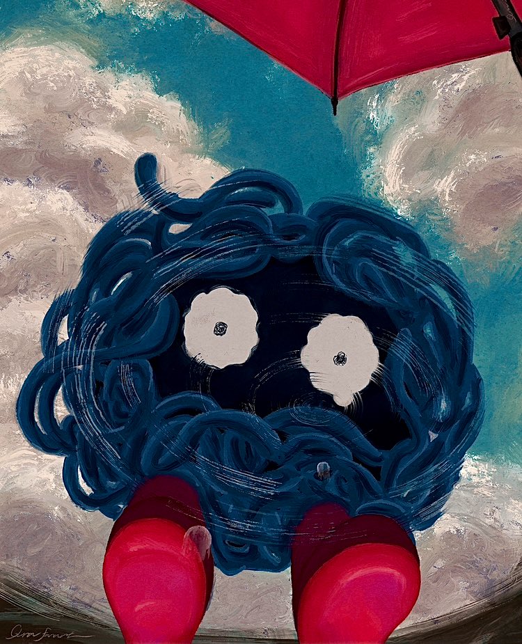 boots cloud cloudy_sky full_body gen_1_pokemon gyura looking_down nintendo no_humans plant pokemon pokemon_(creature) red_boots reflection reflective_water ripples sky standing tangela vines water