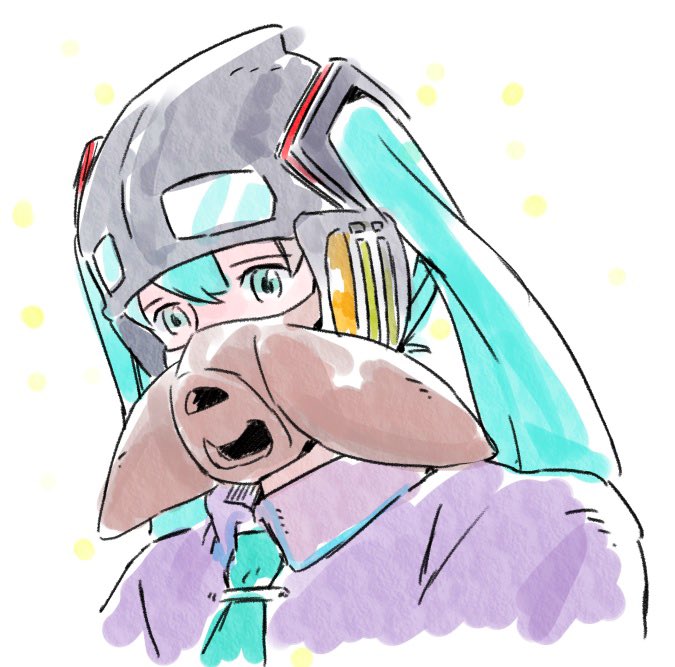 1girl aqua_eyes aqua_hair aqua_necktie commentary cosplay dress female_focus goggles hair_ornament hatsune_miku helmet kaze_no_tani_no_nausicaa long_hair mask mayo_riyo mouth_mask nausicaa nausicaa_(cosplay) necktie portrait purple_dress solo studio_ghibli twintails vocaloid