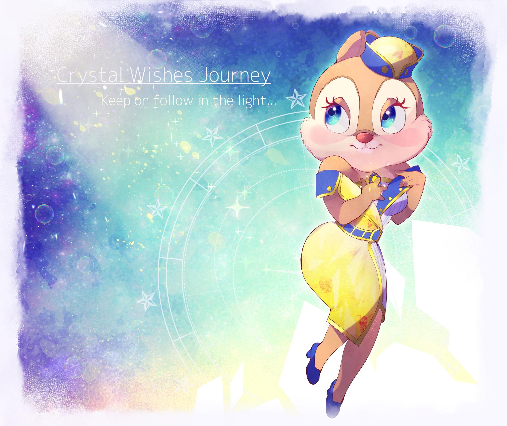 1girl blue_eyes brooch chipmunk_ears chipmunk_girl clarice_(disney) disney dress english_text eyelashes full_body high_heels highres jewelry looking_at_viewer mickey_mouse_&amp;_friends rl10_02 solo strapless strapless_dress yellow_dress