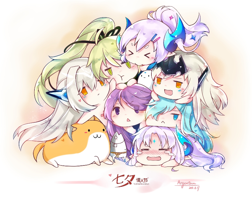 &gt;_&lt; aether_sage_(elsword) ainchase_ishmael aisha_landar anemos_(elsword) argentum127 arme_thaumaturgy_(elsword) blush chibi chilling_hedgehog_(elsword) code:sariel_(elsword) code:ultimate_(elsword) crying elsword eve_(elsword) fish headgear ishtar_(elsword) long_hair luciela_r._sourcream pout rena_erindel richter_(elsword) side_ponytail smile sparkle stacking timoria_(elsword) welsh_corgi