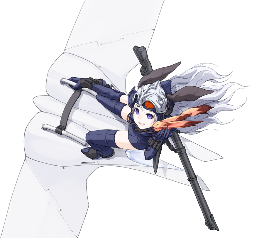 1980s_(style) blue_eyes elbow_gloves gloves gun helmet kaze_no_tani_no_nausicaa kazuoki mask mehve oldschool purple_eyes respirator retro_artstyle solo studio_ghibli thighhighs weapon white_hair
