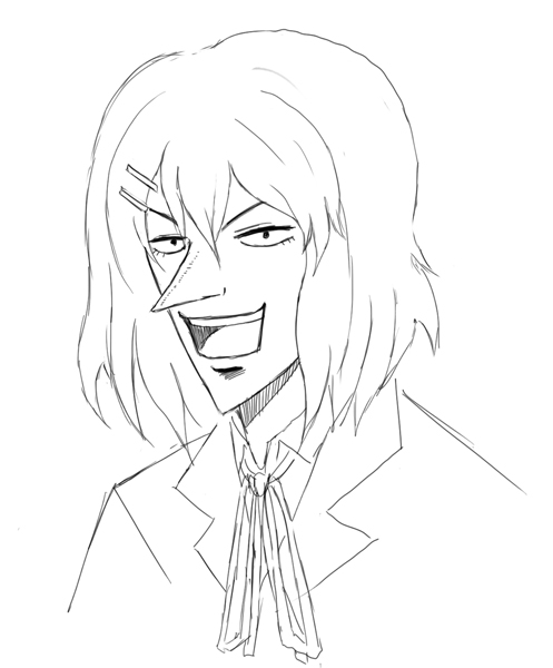 1girl akagi akagi:_yami_ni_oritatta_tensai drawfag female_focus fukumoto_mahjong greyscale hirasawa_yui k-on! monochrome parody solo style_parody