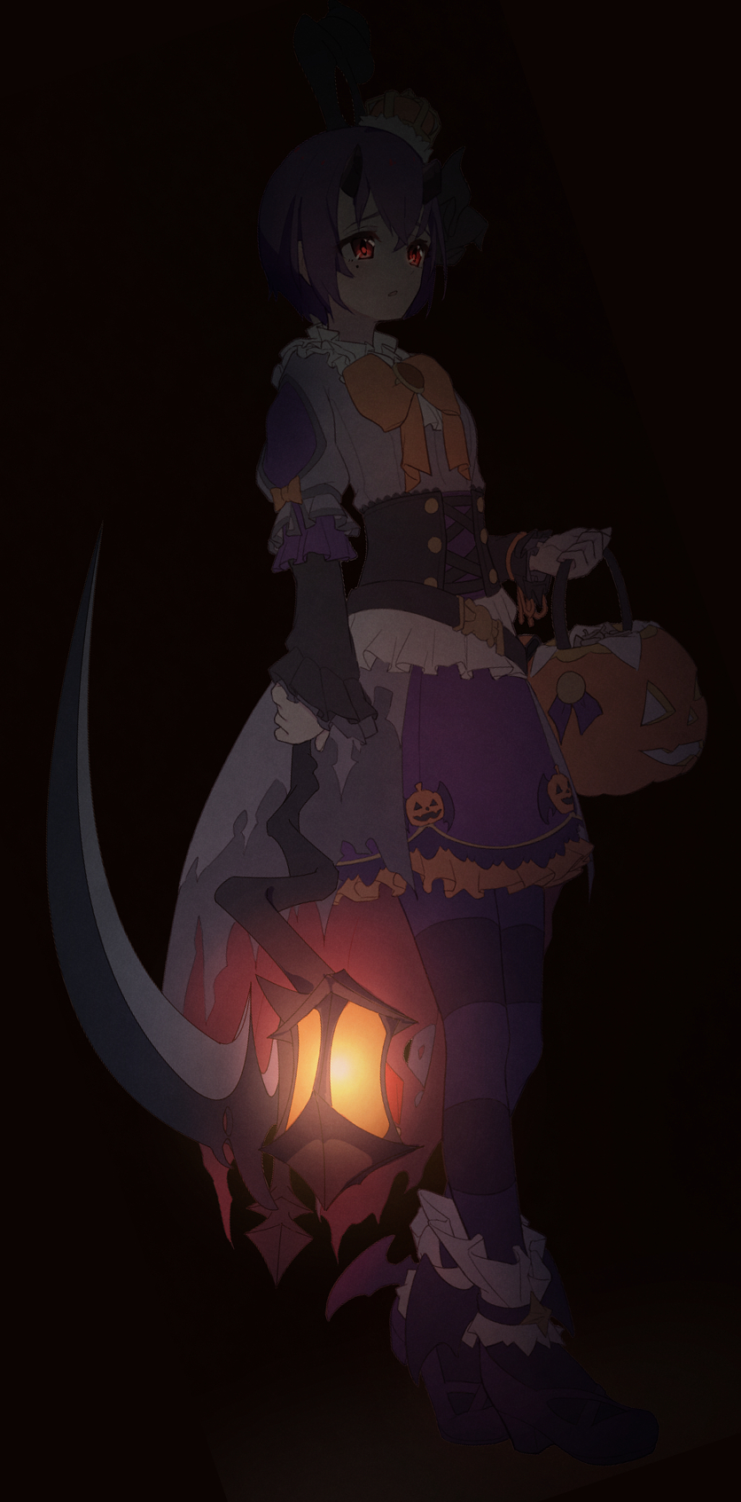 1girl demon_girl demon_horns highres horns princess_connect! purple_hair red_eyes shinobu_(princess_connect!) short_hair tagme tissuebox_(artist)