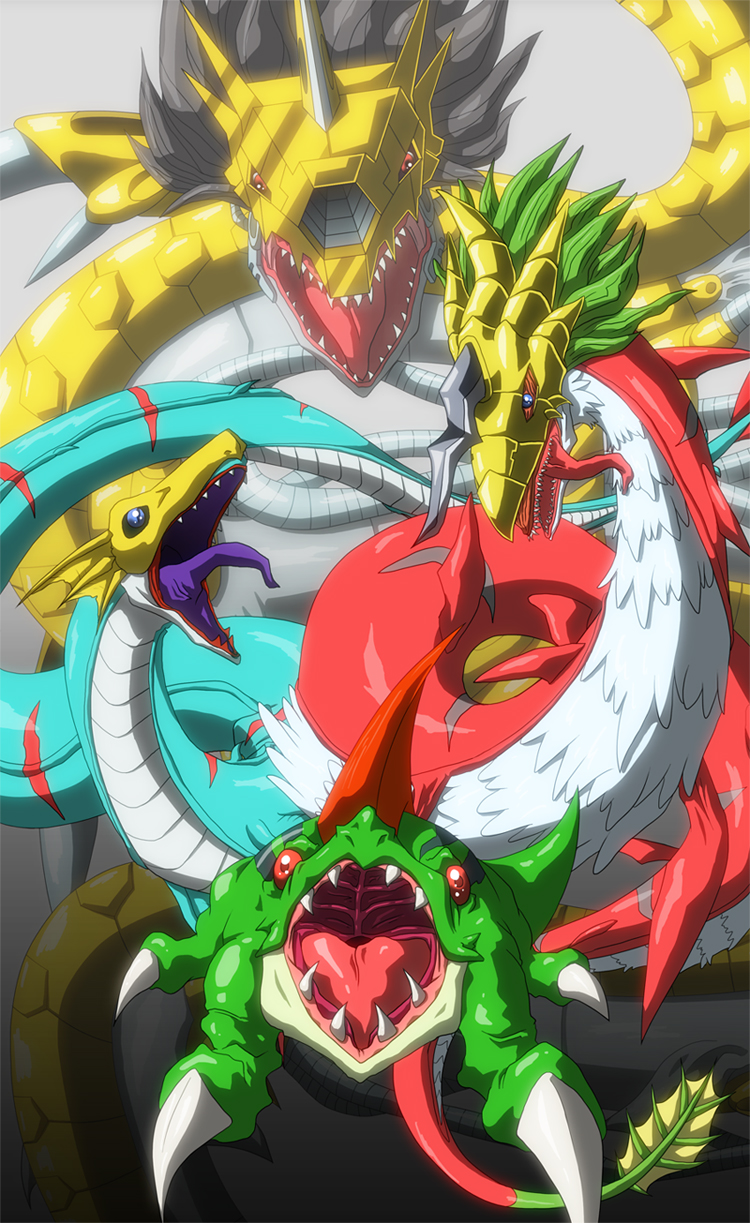 betamon cyborg digimon digimon_(creature) dragon evolutionary_line highres megaseadramon metalseadramon open_mouth seadramon sharp_teeth tail teeth