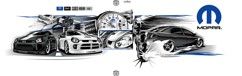 car color_guide commentary commission dodge_(company) dodge_neon english_commentary logo michael_darque motor_vehicle no_humans original racing shadow smoke spot_color traffic_light vehicle_focus
