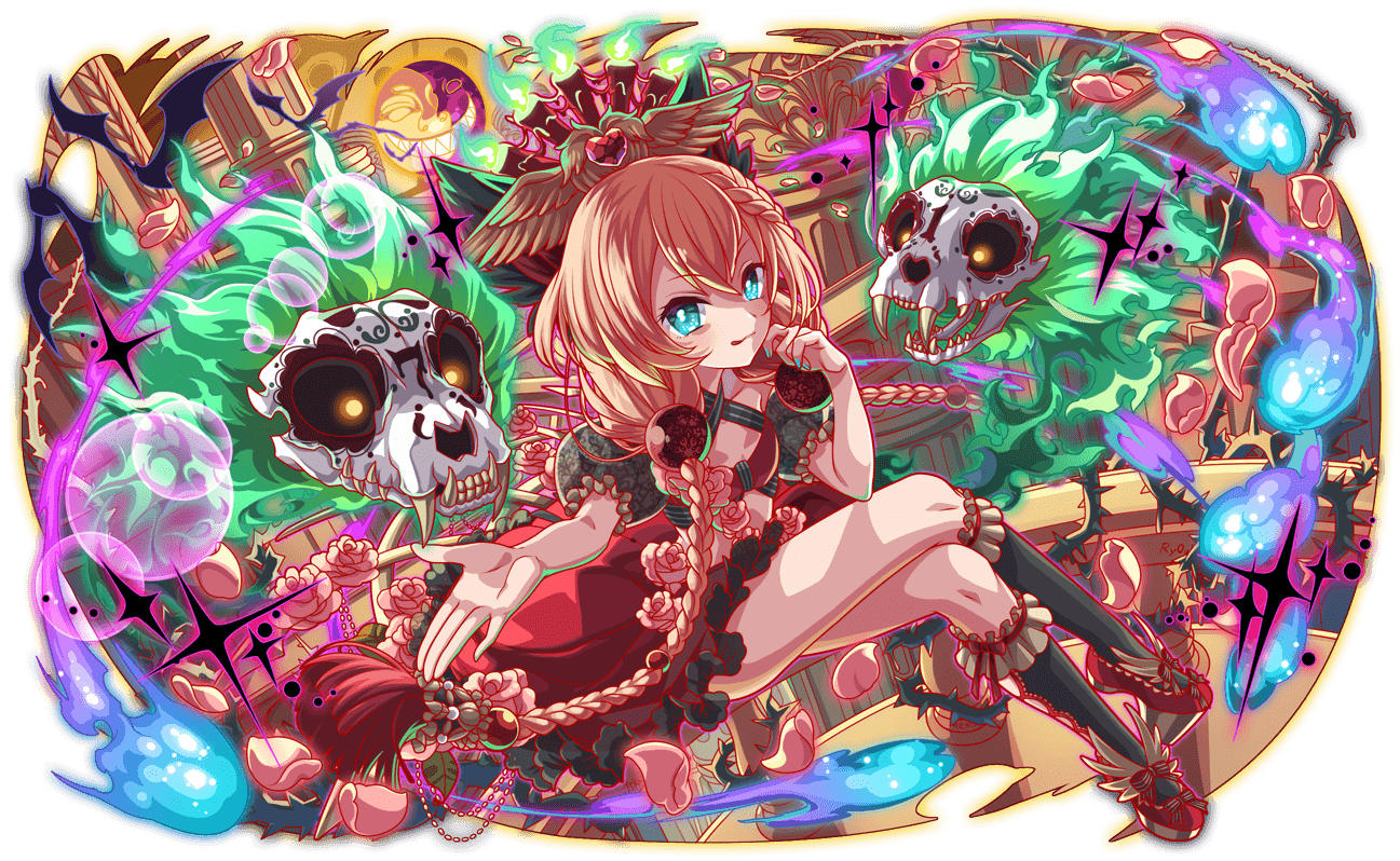 1girl 2others animal_skull anime_coloring aqua_eyes aqua_nails artist_request beads black_sclera black_socks blonde_hair blue_fire bow braid braided_bangs candle closed_mouth collarbone colored_sclera crash_fever criss-cross_halter crossed_legs elbow_on_leg elbow_rest fangs fire flower footwear_bow frilled_sleeves frills front_braid full_body game_cg glowing_pupils green_fire grey_sleeves hair_between_eyes halterneck hat heart_ornament high_heels kneehighs lens_flare light_particles long_hair long_skirt looking_ahead looking_at_another looking_at_viewer low-braided_long_hair low-tied_long_hair multiple_others official_art on_railing open_hand open_mouth outline outstretched_hand pillar pink_flower pink_petals plant puffy_sleeves railing red_bow red_footwear red_outline red_ribbon red_skirt ribbon ribbon_legwear short_sleeves sitting skirt skirt_flower socks solo_focus sparkle tachi-e tassel third-party_source tongue tongue_out transparent_background twin_braids very_long_hair vines wing_ornament xibalba_(crash_fever) yellow_eyes yellow_hat
