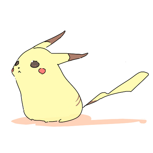 carpenter flat_color full_body gen_1_pokemon kako_(n0g1_h) lowres nintendo no_humans pikachu pokemon pokemon_(creature) shadow simple_background solo white_background yellow_theme