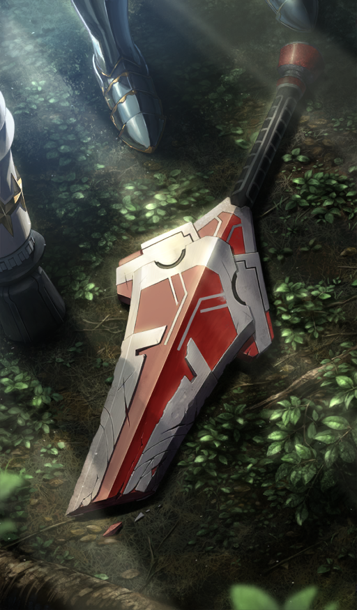 1girl armored_boots boots broken broken_sword broken_weapon commentary day dirt fate/grand_order fate_(series) gareth_(fate) higashiyama_hayato leaf light_rays official_art out_of_frame outdoors plant plant_roots planted revision robigus_ironside standing sunbeam sunlight sword third-party_source weapon weapon_focus
