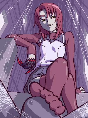 00s claws clothed_sex feet footjob lowres my-hime penis red_hair thighhighs yuuki_nao