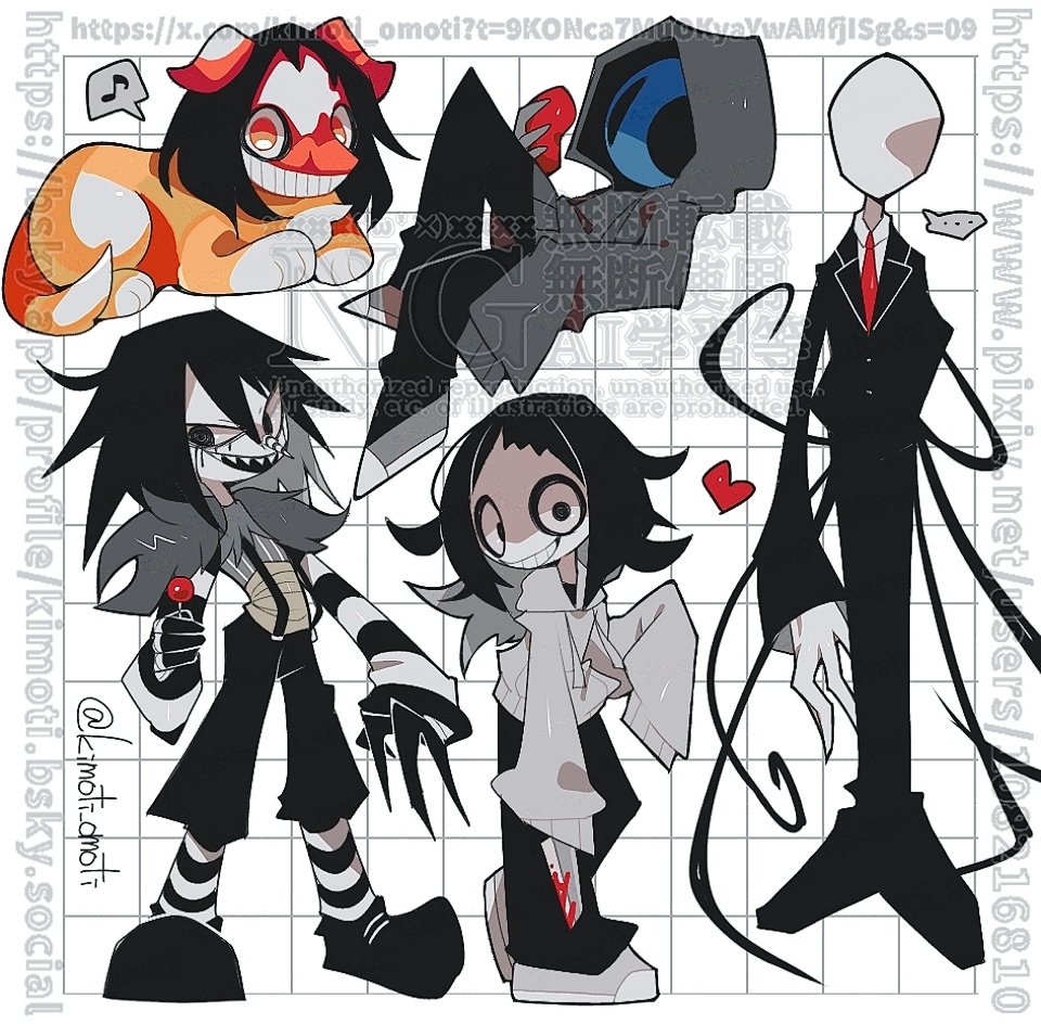 ... 4boys black_eyes black_footwear black_hair black_jacket black_pants blood bloody_knife candy collared_shirt colored_skin creepypasta dog drawstring eyeless_jack faceless faceless_male food full_body fur_trim grey_footwear grey_hoodie grin hair_between_eyes hashtag-only_commentary heart holding holding_candy holding_food holding_knife holding_lollipop hollow_eyes hood hood_down hood_up hoodie jacket jeff_the_killer kimoti_omoti knife laughing_jack lollipop long_hair long_sleeves looking_at_viewer male_focus multiple_boys musical_note necktie no_pupils open_mouth orange_eyes pants pointy_nose puffy_long_sleeves puffy_sleeves red_necktie sharp_teeth shirt simple_background sleeves_past_fingers sleeves_past_wrists slender_man smile smile_dog spoken_ellipsis spoken_musical_note standing striped_clothes suspenders teeth upper_teeth_only watermark web_address white_background white_footwear white_hoodie white_shirt white_skin wide-eyed