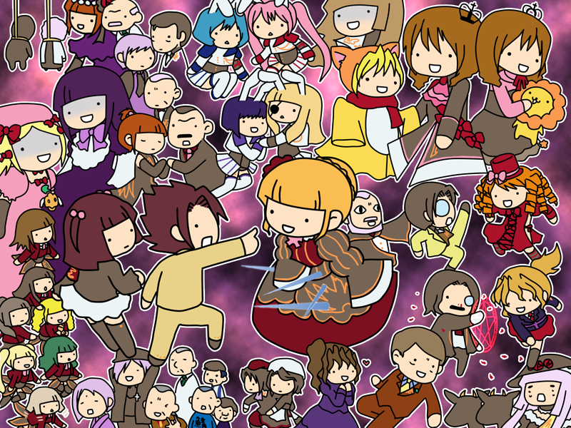 00s 07th_expansion 6+boys 6+girls :d amakusa_juuza animal_ears asmodeus_(umineko) beatrice_(umineko) beelzebub_(umineko) belphegor_(umineko) blonde_hair blue_hair bow brown_hair captain_kawabata chibi chiester00 chiester410 chiester45 chiester556 chiester_sisters dress drill_hair dual_persona eva_beatrice everyone formal_clothes frederica_bernkastel gaap_(umineko) goatman_(umineko) gouda_toshirou green_hair hair_bobbles hair_ornament hat kanon_(umineko) kashiwa_kiseri kumasawa_chiyo kumasawa_sabakichi lambdadelta leviathan_(umineko) long_hair lucifer_(umineko) mammon_(umineko) maria_(umineko) monocle multiple_boys multiple_girls nanjou_masayuki nanjou_terumasa no_naku_koro_ni_(series) okonogi_tetsurou open_mouth orange_hair pink_hair professor_ootsuki purple_hair red_hair ronoue_genji ronove_(umineko) sakutarou_(umineko) satan_(umineko) scarf shannon_(umineko) short_hair silver_hair smile socks stakes_of_purgatory suit sumadera_kasumi umineko_no_naku_koro_ni ushiromiya_ange ushiromiya_battler ushiromiya_eva ushiromiya_george ushiromiya_hideyoshi ushiromiya_jessica ushiromiya_kinzou ushiromiya_krauss ushiromiya_kyrie ushiromiya_maria ushiromiya_natsuhi ushiromiya_rosa ushiromiya_rudolf virgilia_(umineko) wide_face