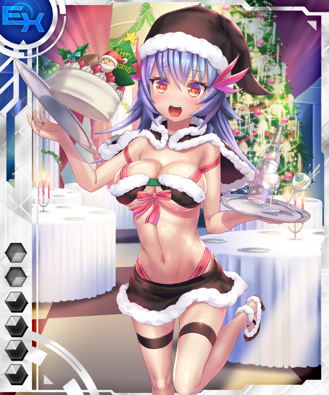 1girl breasts cake card_(ex-blue) card_(ex-sr) card_(medium) female_focus food homura_yuni large_breasts long_hair minasaki_(taimanin_asagi) shiny_skin taimanin_(series) taimanin_asagi_battle_arena_all_card_gallery taimanin_asagi_kessen_arena