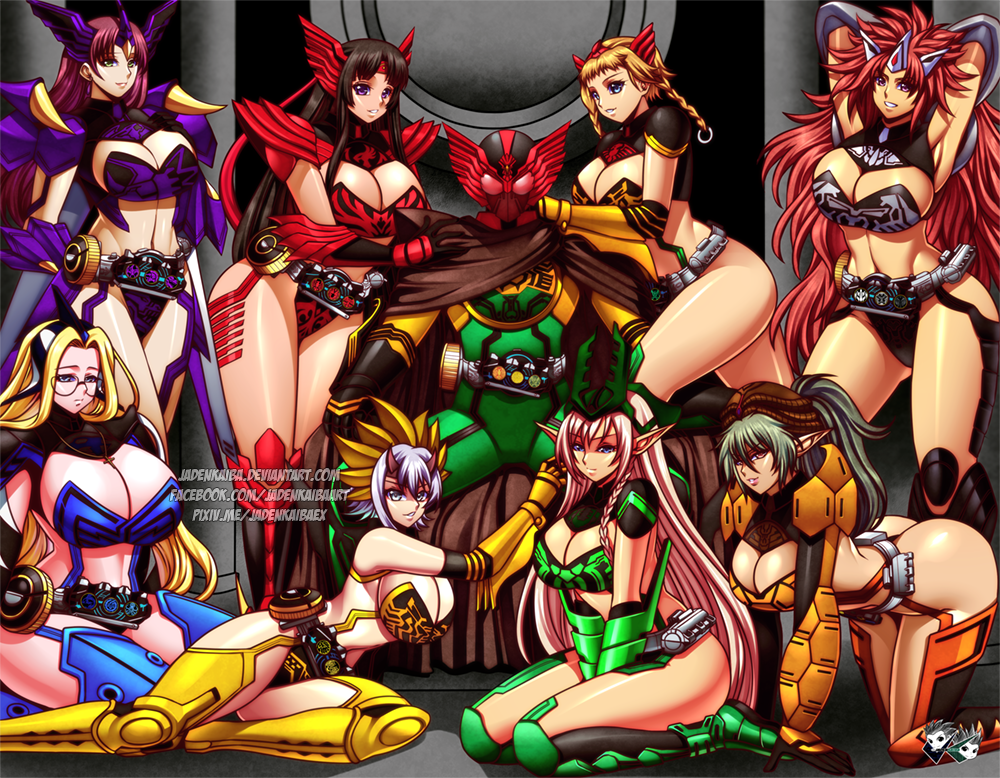 1boy 6+girls a_(phrase) all_fours alleyne_(queen&#039;s_blade) armor arms_behind_head ass belt beret black_gloves black_hair blonde_hair blue_eyes boots braid breast_press breasts brown_cape brown_hair buckle burakawani_(ooo_combo) cameltoe cape claudette_(queen&#039;s_blade) claudette_lord_of_thundercloud cleavage commission corset cosplay crossover deviantart_username earrings echidna_(queen&#039;s_blade) elbow_gloves elf exiled_warrior_leina fighting_master_alleyne gainos_priestess_melpha gatakiriba_(ooo_combo) glasses gloves green_eyes green_hair hairband harem hat helmet hino_eiji horns huge_breasts jadenkaiba japanese_clothes jewelry kamen_rider kamen_rider_ooo kamen_rider_ooo_(cosplay) kamen_rider_ooo_(series) kneeling large_breasts leina_(queen&#039;s_blade) light_purple_hair linea_alba long_hair long_pointy_ears looking_at_viewer low-tied_long_hair mace melpha melpha_(queen&#039;s_blade) midriff miko multicolored_hair multiple_girls musha_miko_tomoe nail_polish navel ninja o_medal pimp pixiv_username pointy_ears ponytail purple_eyes purple_hair putotyra_(ooo_combo) queen&#039;s_blade ratoratah_(ooo_combo) red_eyes red_hair red_nails revealing_clothes rider-tan risty_(queen&#039;s_blade) sagohzo_(ooo_combo) shauta_(ooo_combo) shizuka_(queen&#039;s_blade) short_hair short_hair_with_long_locks siblings side_braid silver_hair sisters sitting smile standing super_tatoba_(ooo_combo) sword tagme tajador_(ooo_combo) tatoba_(ooo_combo) tattoo thighhighs thighs tomoe_(queen&#039;s_blade) twin_braids two-tone_hair underboob very_long_hair veteran_mercenary_echidna watermark weapon web_address wilderness_bandit_risty wings