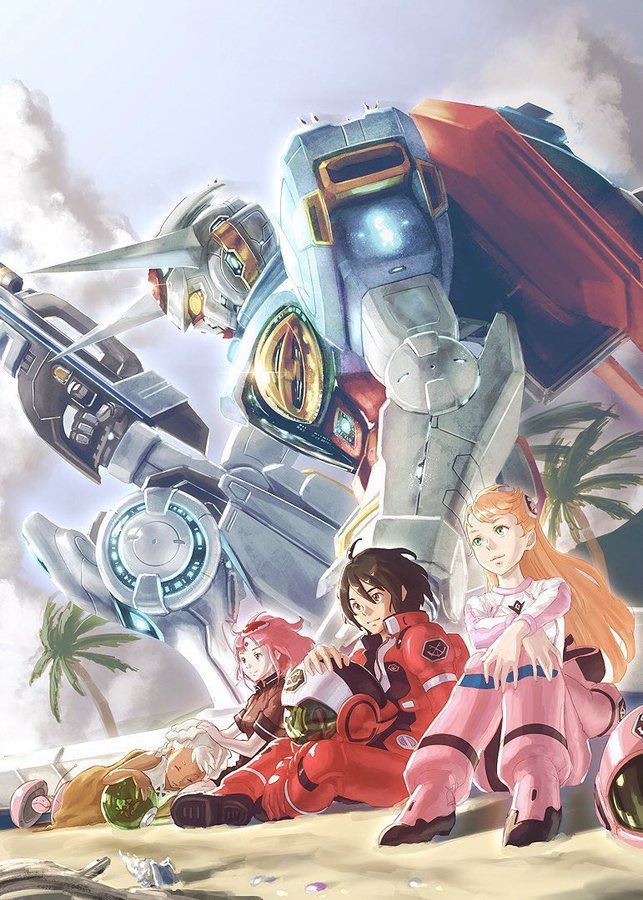 1boy 3girls aida_rayhunton bellri_zenam black_hair blonde_hair chuchumy dark-skinned_female dark_skin facial_mark forehead_mark g-self glowing glowing_eye green_eyes gun gundam gundam_g_no_reconguista hair_between_eyes hair_rings helmet holding holding_gun holding_weapon kneeling long_hair mecha mecha_pilot_suit mobile_suit multiple_girls noredo_nug normal_suit_(gundam) on_one_knee orange_hair palm_tree pilot_suit pink_hair raraiya_monday red_eyes robot totthii0081 tree unworn_headwear unworn_helmet weapon yellow_eyes
