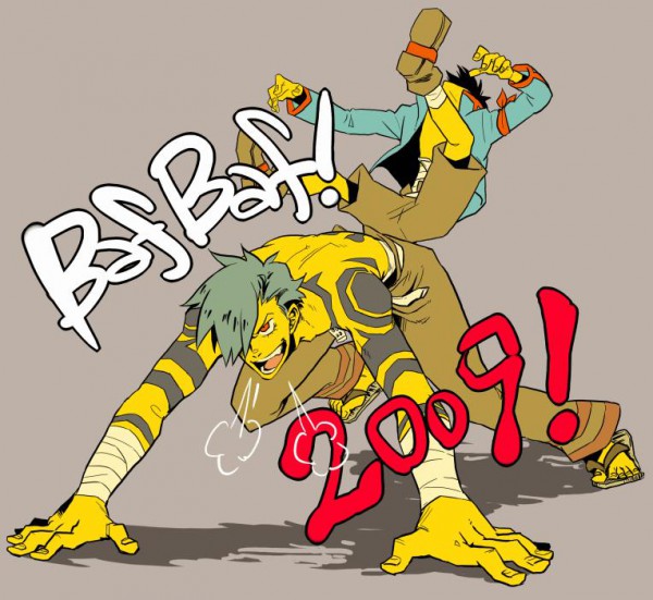 00s 2009 2boys kamina_(ttgl) multiple_boys simon_(ttgl) tattoo tengen_toppa_gurren_lagann